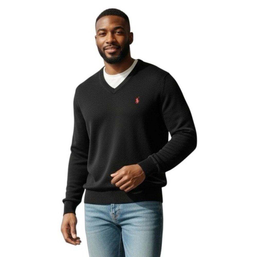 US POLO ASSN XXL Black V Neck Sweater Red Logo R $60